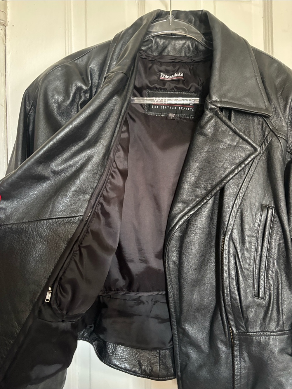 90s/00s Wilson's Black Leather Biker Jacket